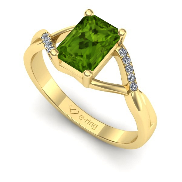 Inel logodna din aur galben cu peridot