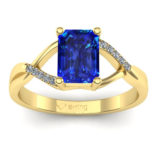 Inel logodna cu safir dreptunghiular