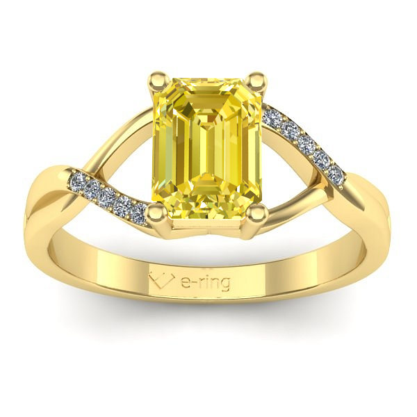 Inel logodna cu safir galben dreptunghiular