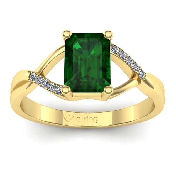 Inel logodna cu smarald dreptunghiular