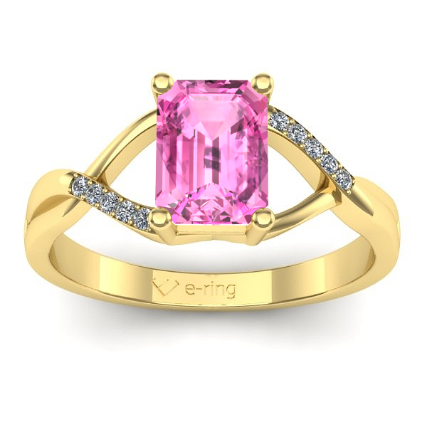 Inel cu safir roz dreptunghiular