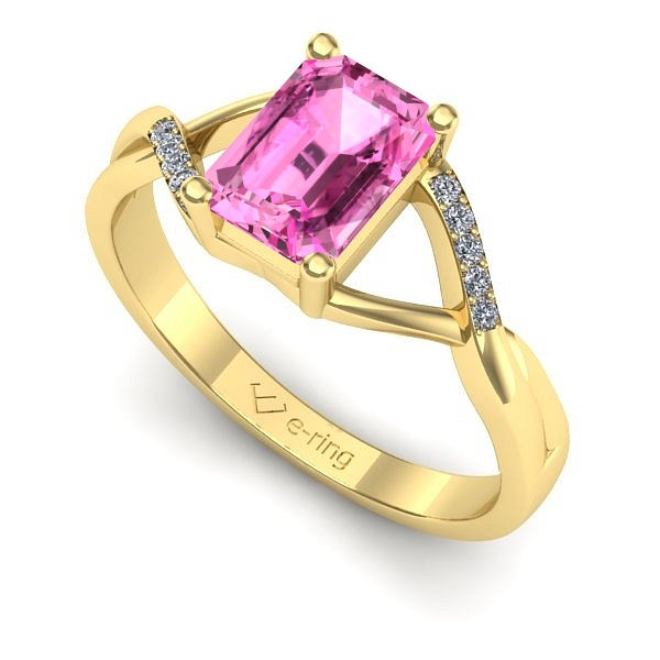 Inel din aur galben cu safir roz