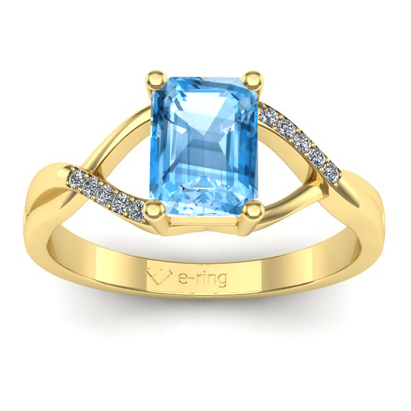 Inel logodna cu topaz blue dreptunghiular