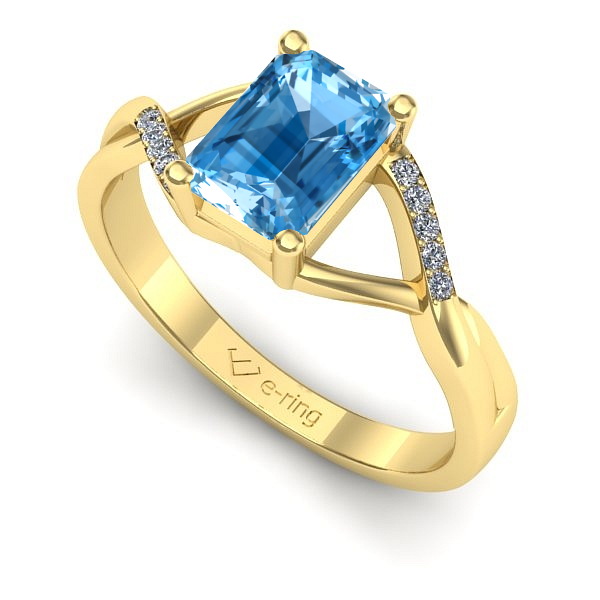 Inel din aur galben cu topaz blue