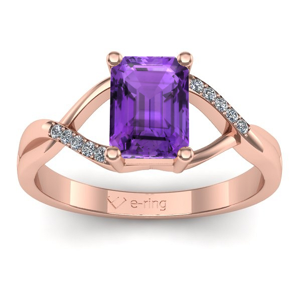 Inel logodna cu ametist dreptunghiular