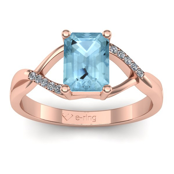 Inel logodna cu aquamarin dreptunghiular