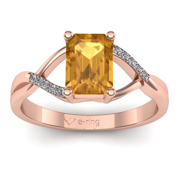 Inel logodna cu citrin dreptunghiular