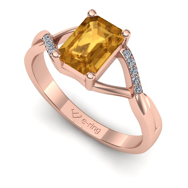 Inel logodna din aur roz cu citrin