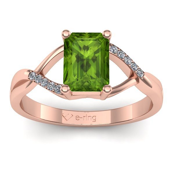 Inel cu peridot dreptunghiular