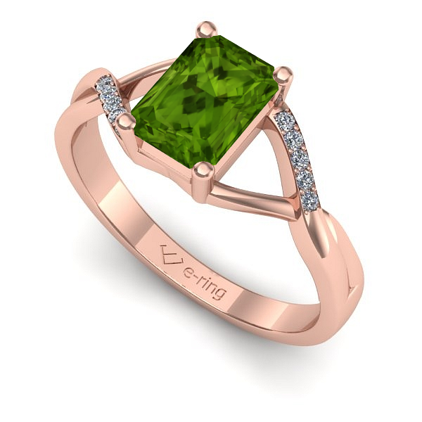 Inel logodna din aur roz cu peridot