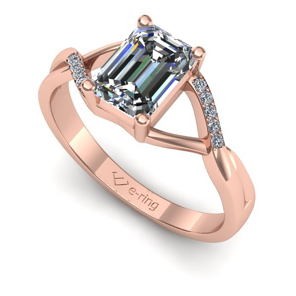 Inel logodna din aur roz cu safir alb