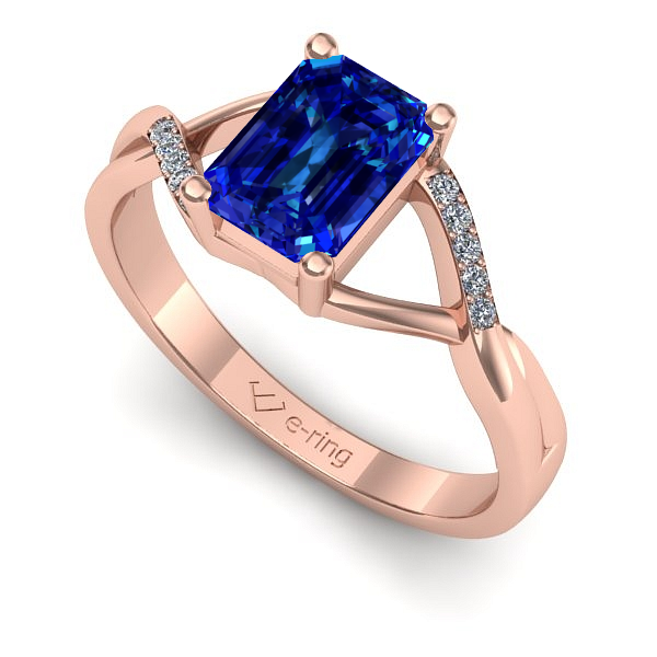 Inel logodna din aur roz cu safir