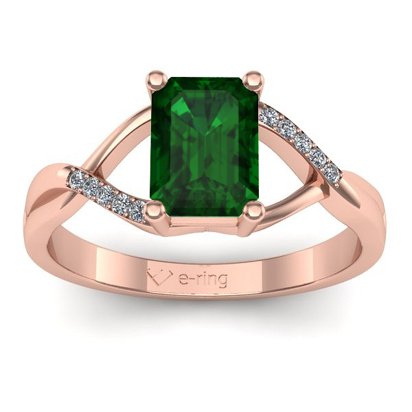 Inel de logodna cu smarald dreptunghiular