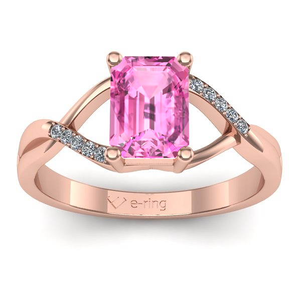 Inel cu safir roz dreptunghiular