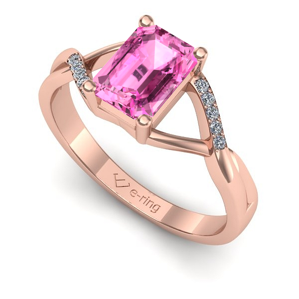 Inel din aur roz cu safir roz