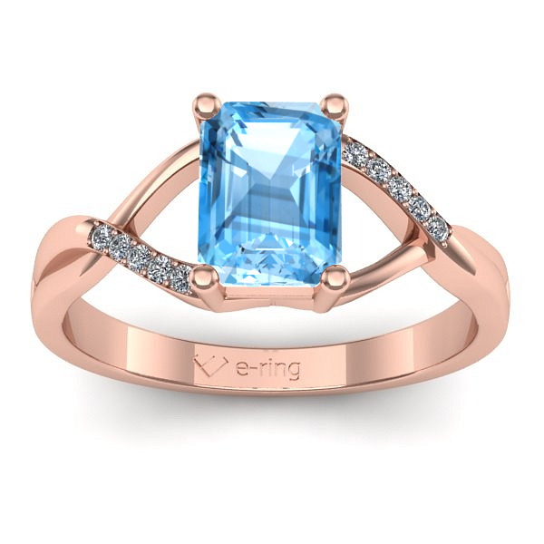 Inel logodna cu topaz blue dreptunghiular