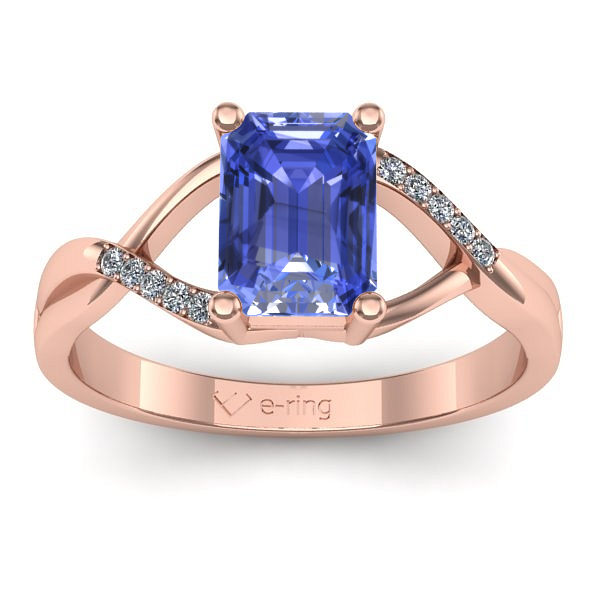 Inel de logodna cu tanzanit dreptunghiular