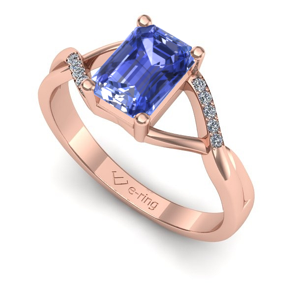 Inel logodna din aur roz cu tanzanit