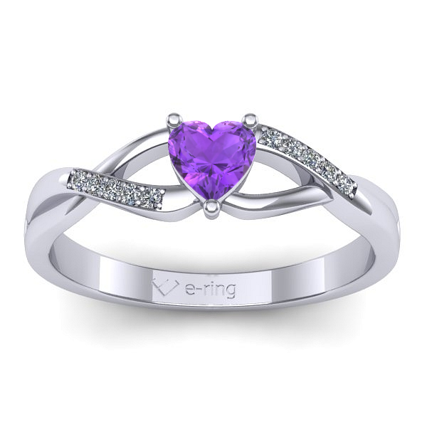 Inel de logodna cu ametist inima