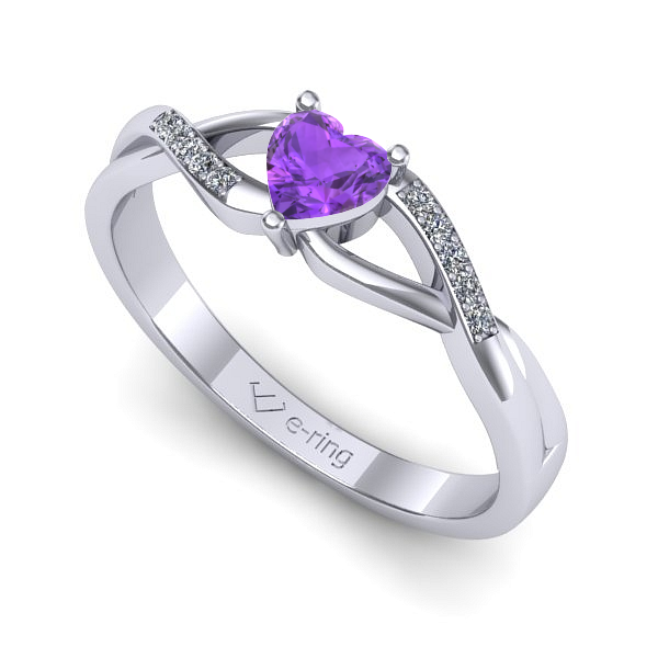 Inel din aur alb cu ametist