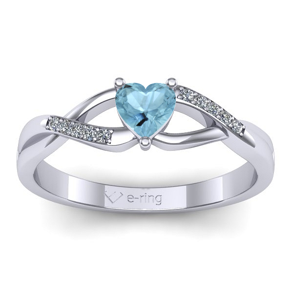 Inel de logodna cu aquamarin inima