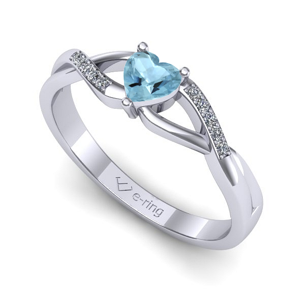 Inel de logodna din aur alb cu aquamarin