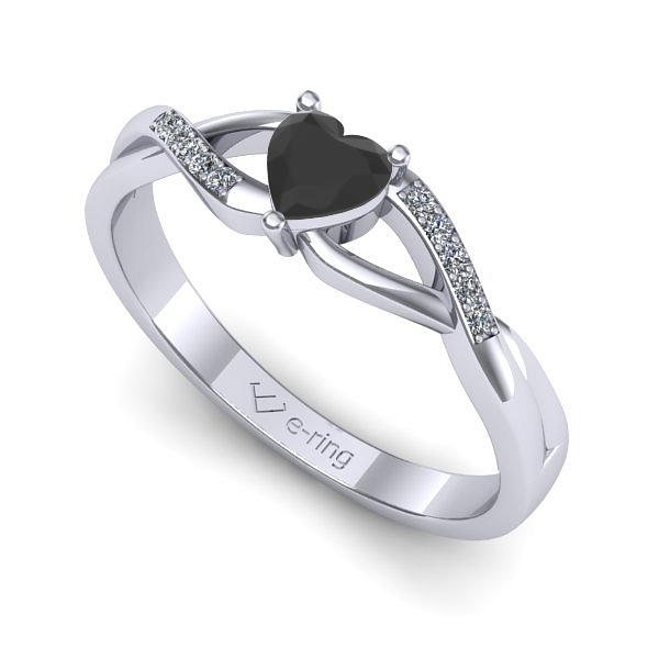 Inel din aur alb cu diamant negru