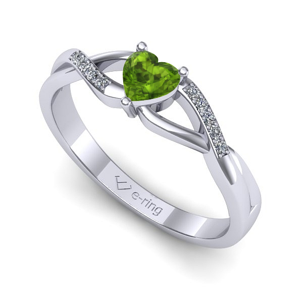 Inel logodna din aur alb cu peridot