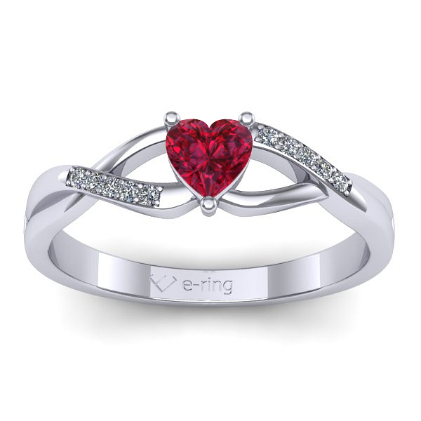 Inel de logodna cu rubin inima