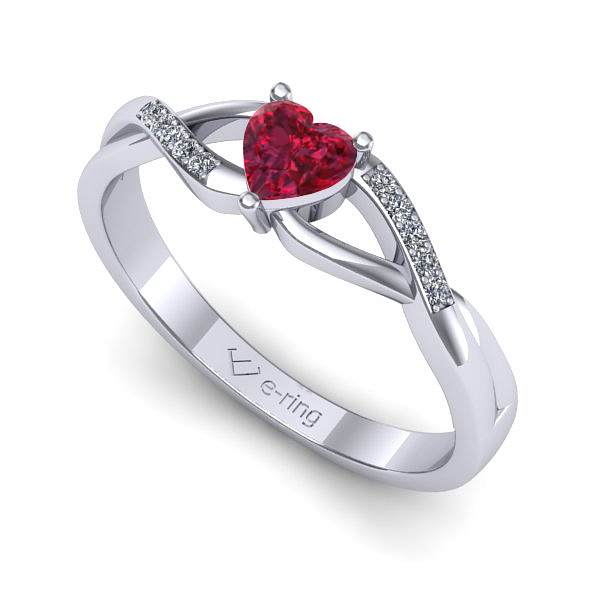 Inel de logodna din aur alb cu rubin