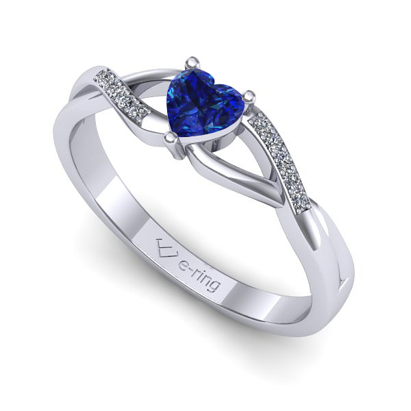 Inel din aur alb cu safir