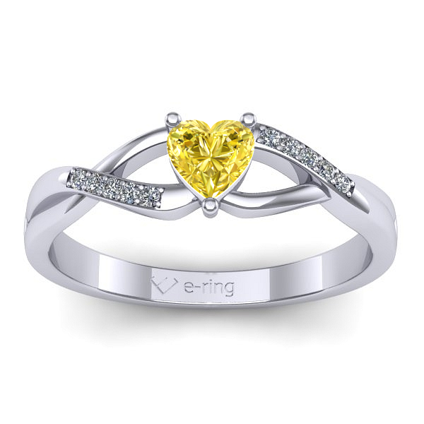 Inel logodna cu safir galben inima