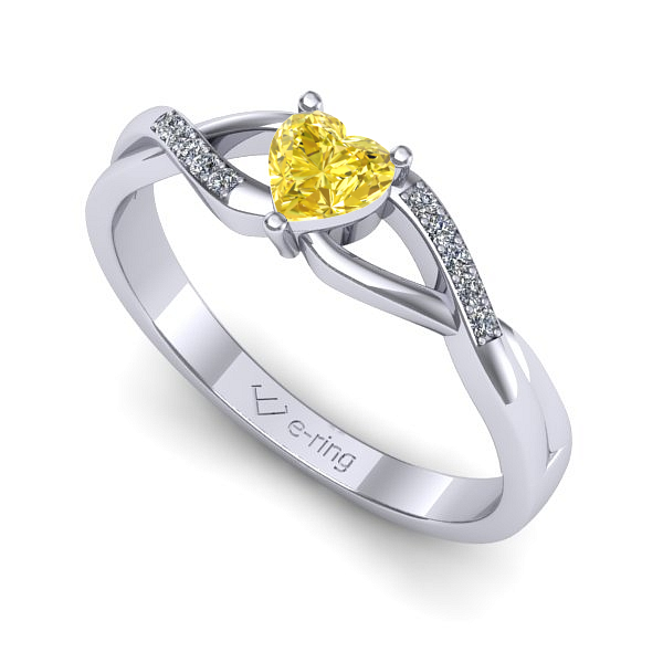 Inel din aur alb cu safir galben