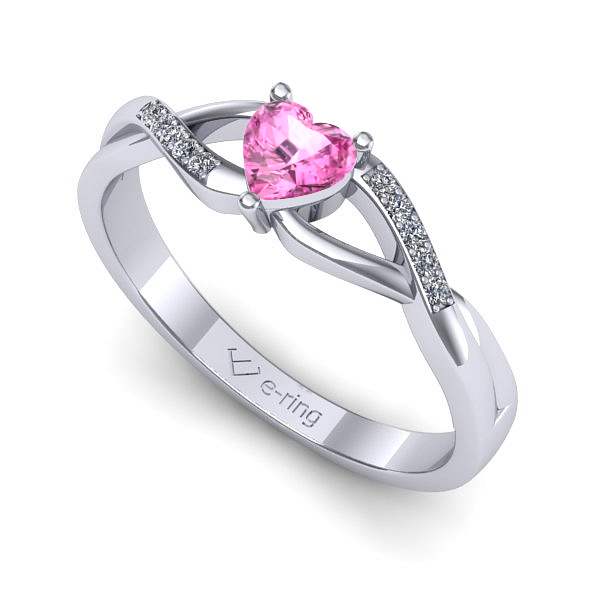 Inel din aur alb cu safir roz