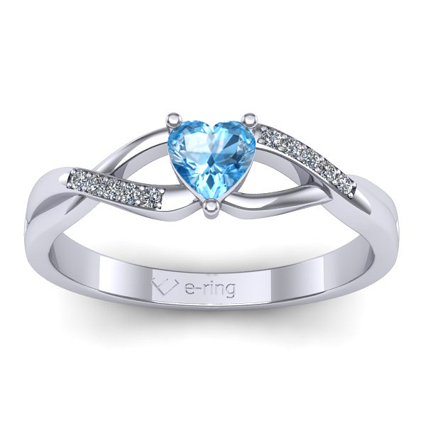 Inel cu topaz blue inima