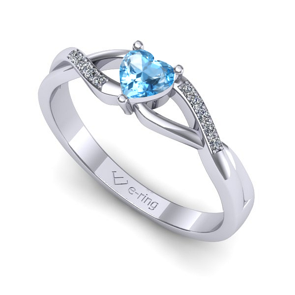 Inel de logodna din aur alb cu topaz blue