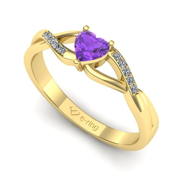Inel de logodna din aur galben cu ametist