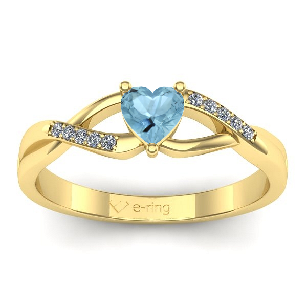 Inel logodna cu aquamarin inima