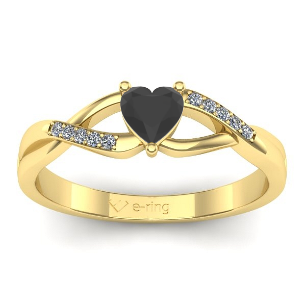 Inel de logodna cu diamant negru inima