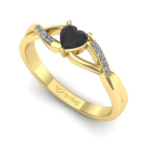 Inel de logodna din aur galben cu diamant negru