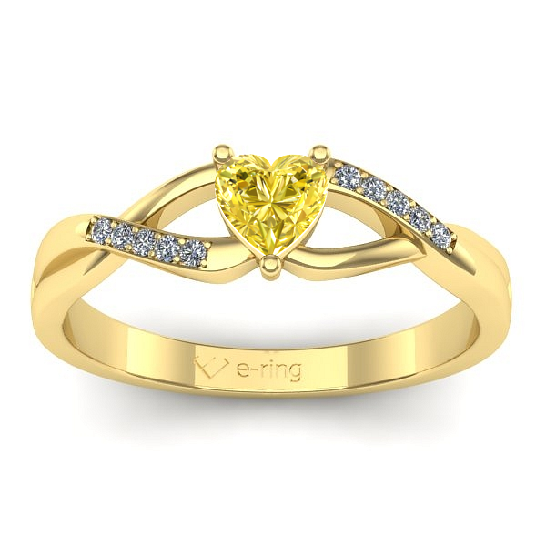 Inel de logodna cu safir galben inima