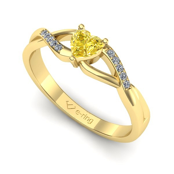 Inel logodna din aur galben cu safir galben