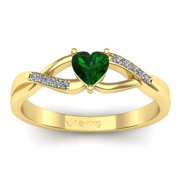 Inel de logodna cu smarald inima