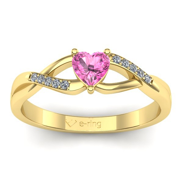 Inel de logodna cu safir roz inima