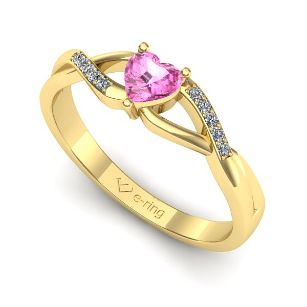Inel de logodna din aur galben cu safir roz