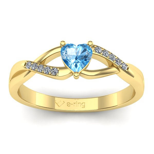 Inel cu topaz blue inima