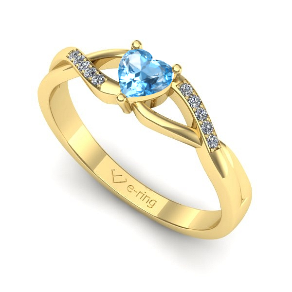 Inel de logodna din aur galben cu topaz blue