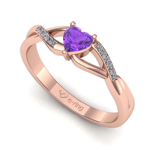 Inel din aur roz cu ametist