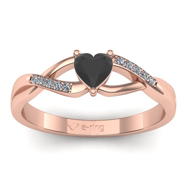 Inel cu diamant negru inima