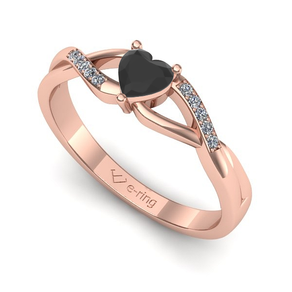 Inel de logodna din aur roz cu diamant negru